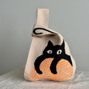 Cat Knitted Tote Bag